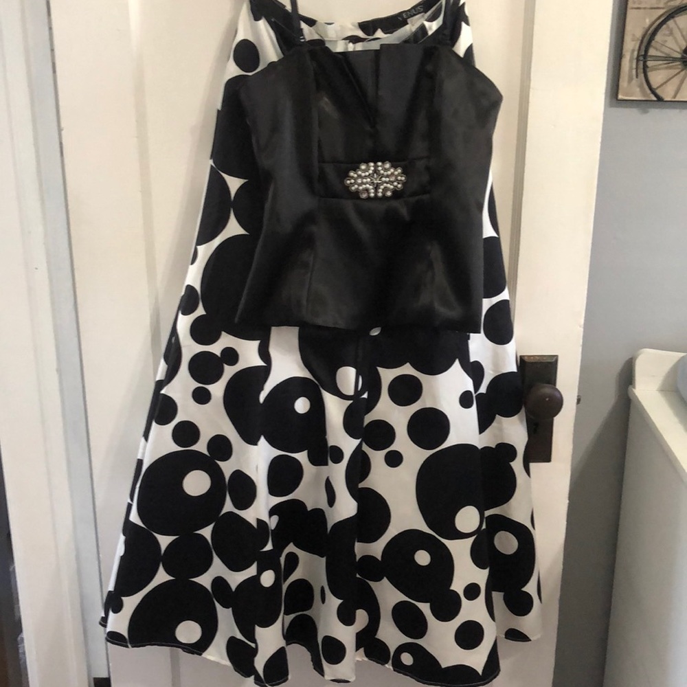 Two piece black and white gown